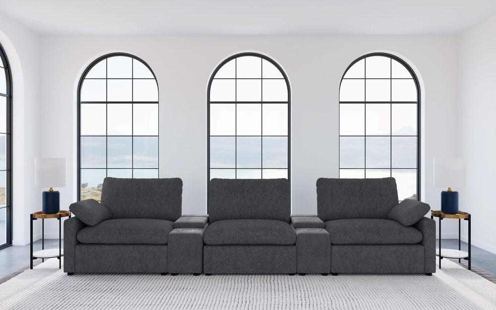 Sillón reclinable eléctrico Collins de 5 piezas para cine en casa, color gris oscuro