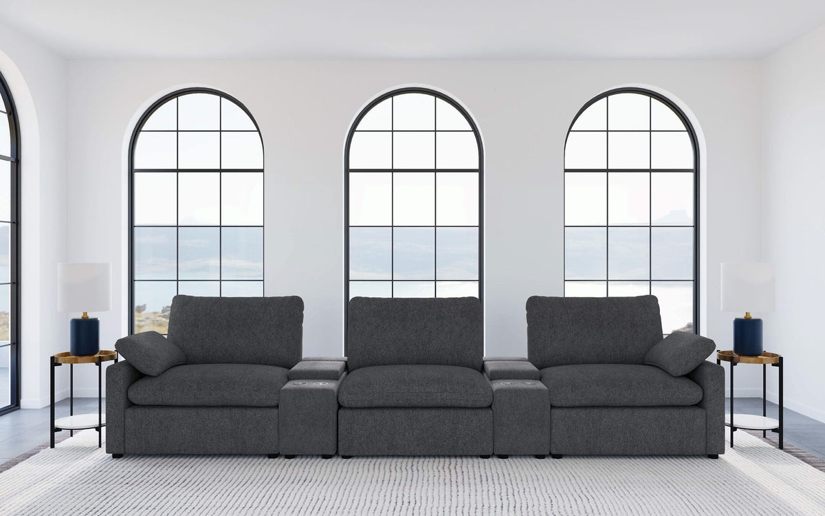 Sillón reclinable eléctrico Collins de 5 piezas para cine en casa, color gris oscuro