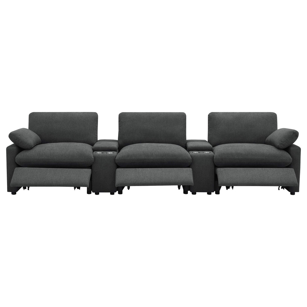 Sillón reclinable eléctrico Collins de 5 piezas para cine en casa, color gris oscuro