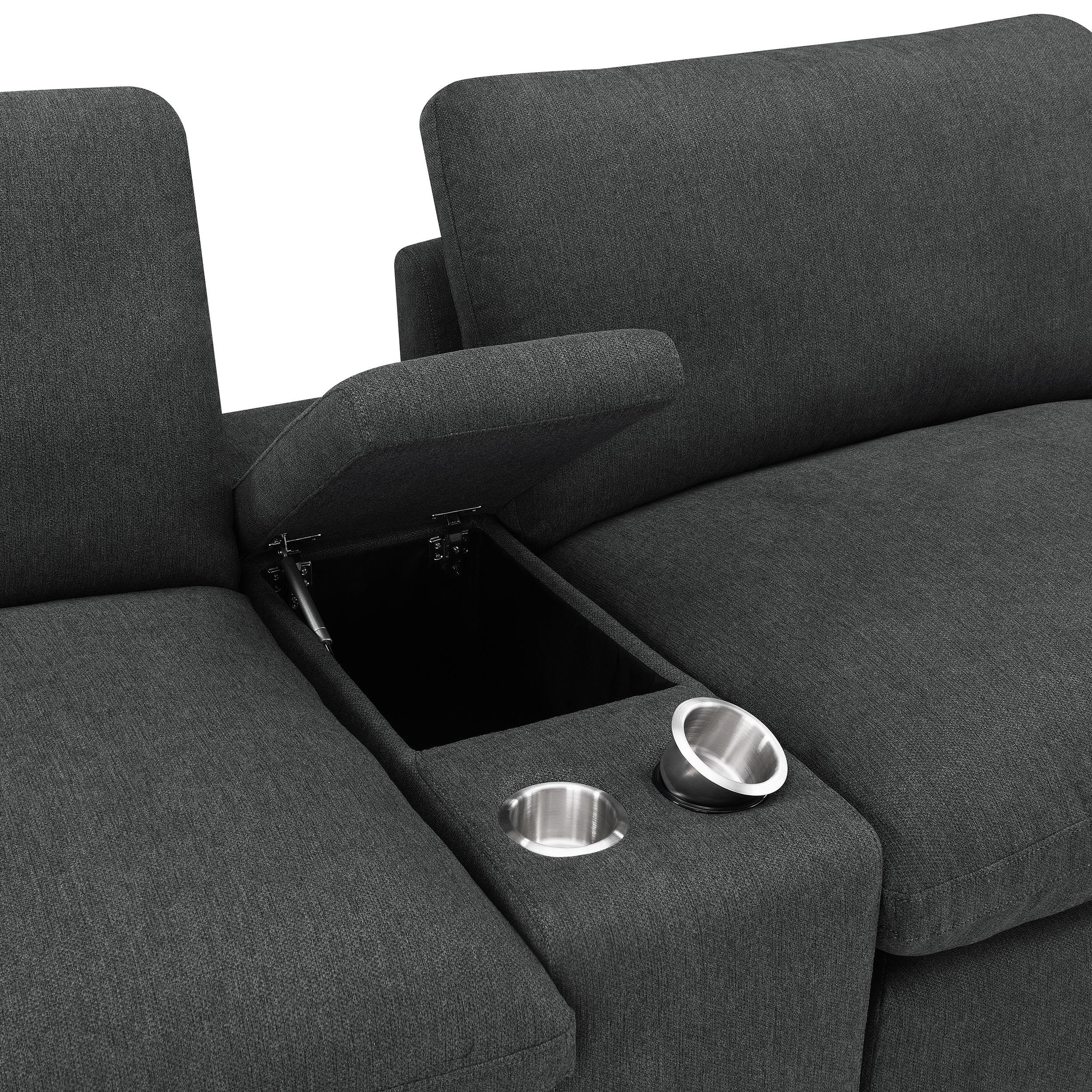 Collins 5-piece Power Reclining Home Theater Seating Dark Grey
