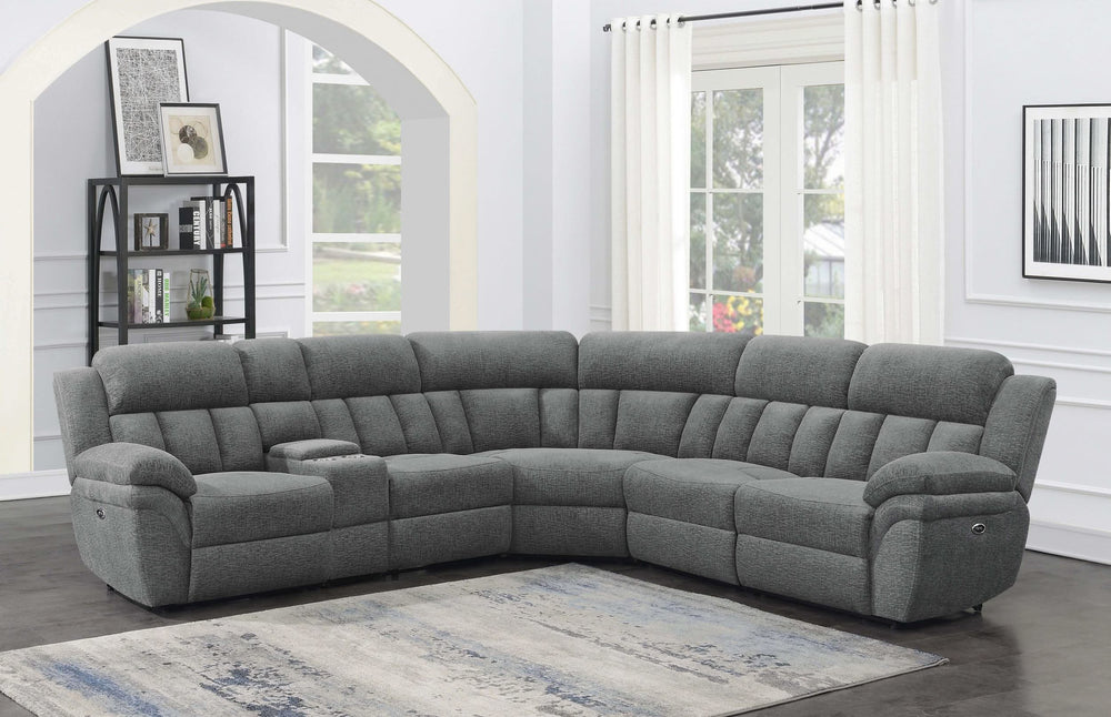 Seccional reclinable eléctrico modular Bahrain de 6 piezas, color carbón