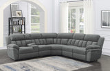 Seccional reclinable eléctrico modular Bahrain de 6 piezas, color carbón