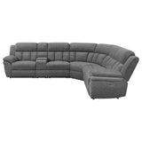 Seccional reclinable eléctrico modular Bahrain de 6 piezas, color carbón
