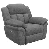 Sillón reclinable eléctrico Bahrain tapizado en color carbón