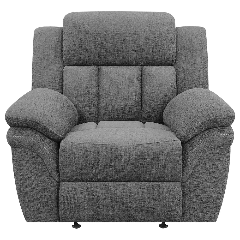 Sillón reclinable eléctrico Bahrain tapizado en color carbón