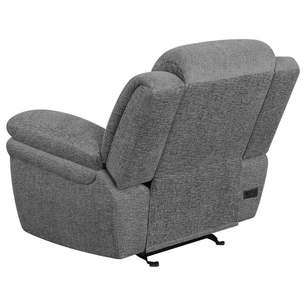 Sillón reclinable eléctrico Bahrain tapizado en color carbón