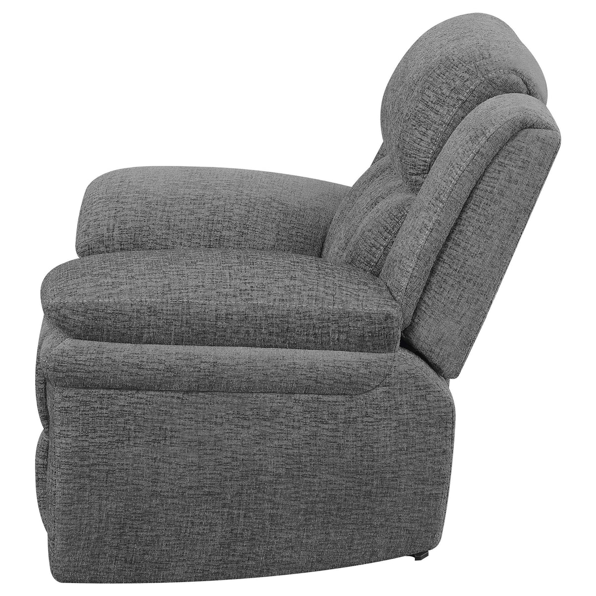 Sillón reclinable eléctrico Bahrain tapizado en color carbón