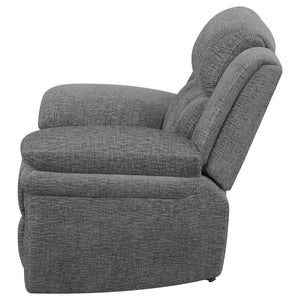 Sillón reclinable eléctrico Bahrain tapizado en color carbón