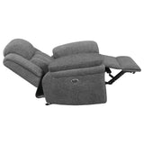 Sillón reclinable eléctrico Bahrain tapizado en color carbón