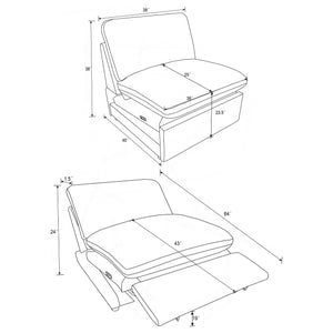 Sillón reclinable eléctrico modular Collins gris sin brazos