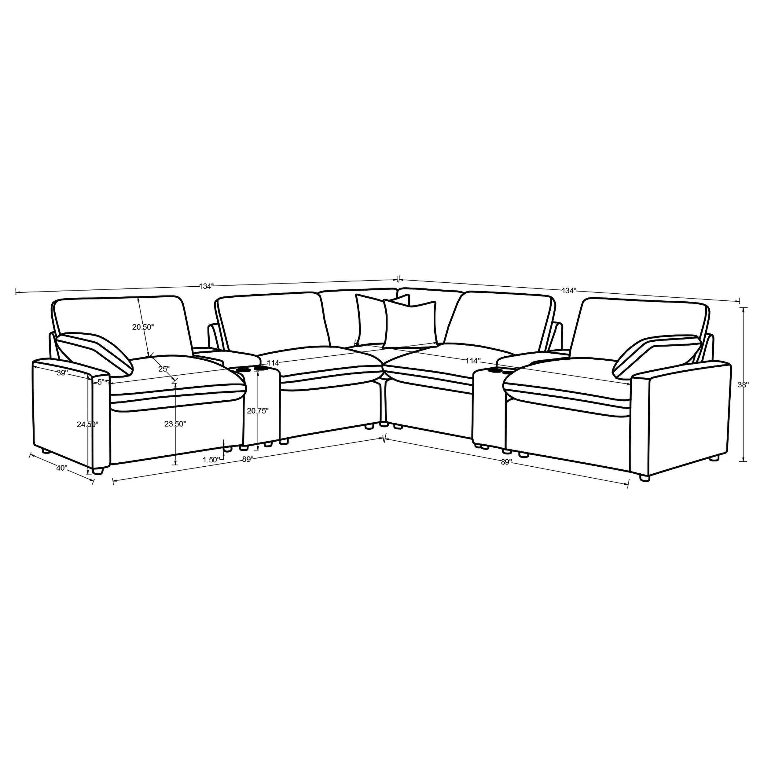 Collins 7-piece Modular Power Reclining Sectional Grey