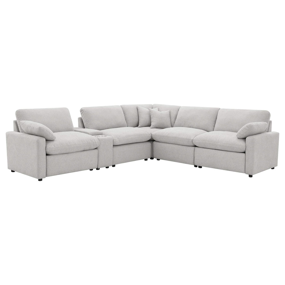 Seccional reclinable eléctrico modular Collins de 6 piezas, gris
