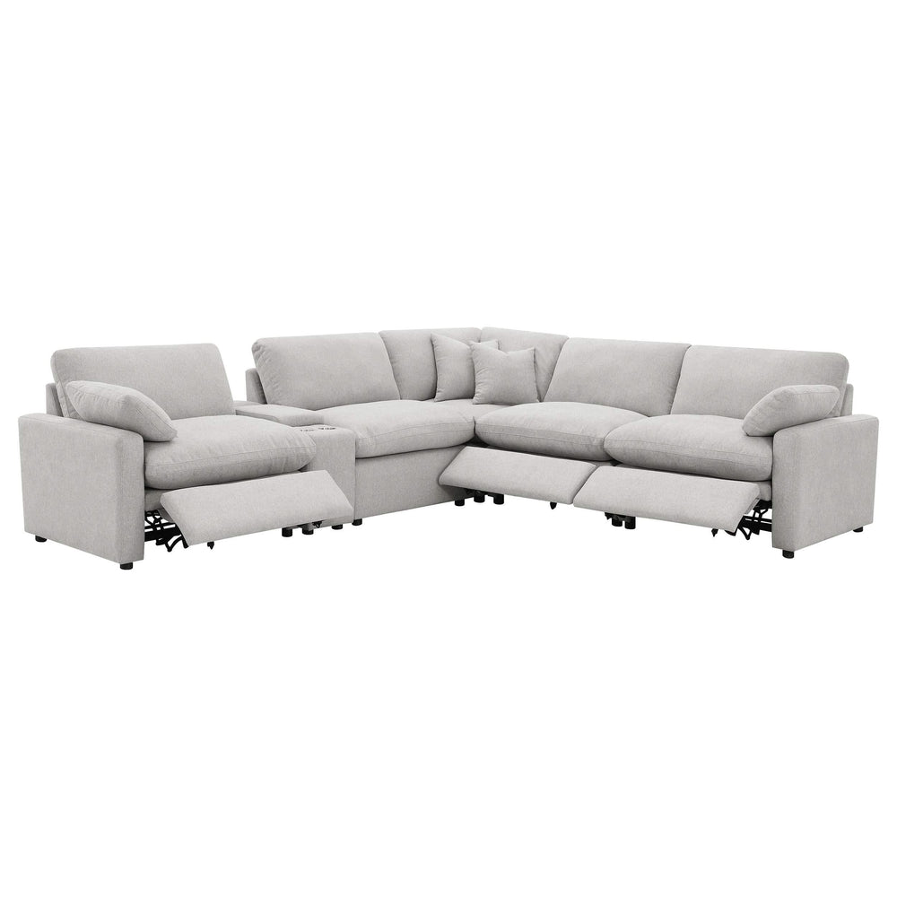 Seccional reclinable eléctrico modular Collins de 6 piezas, gris