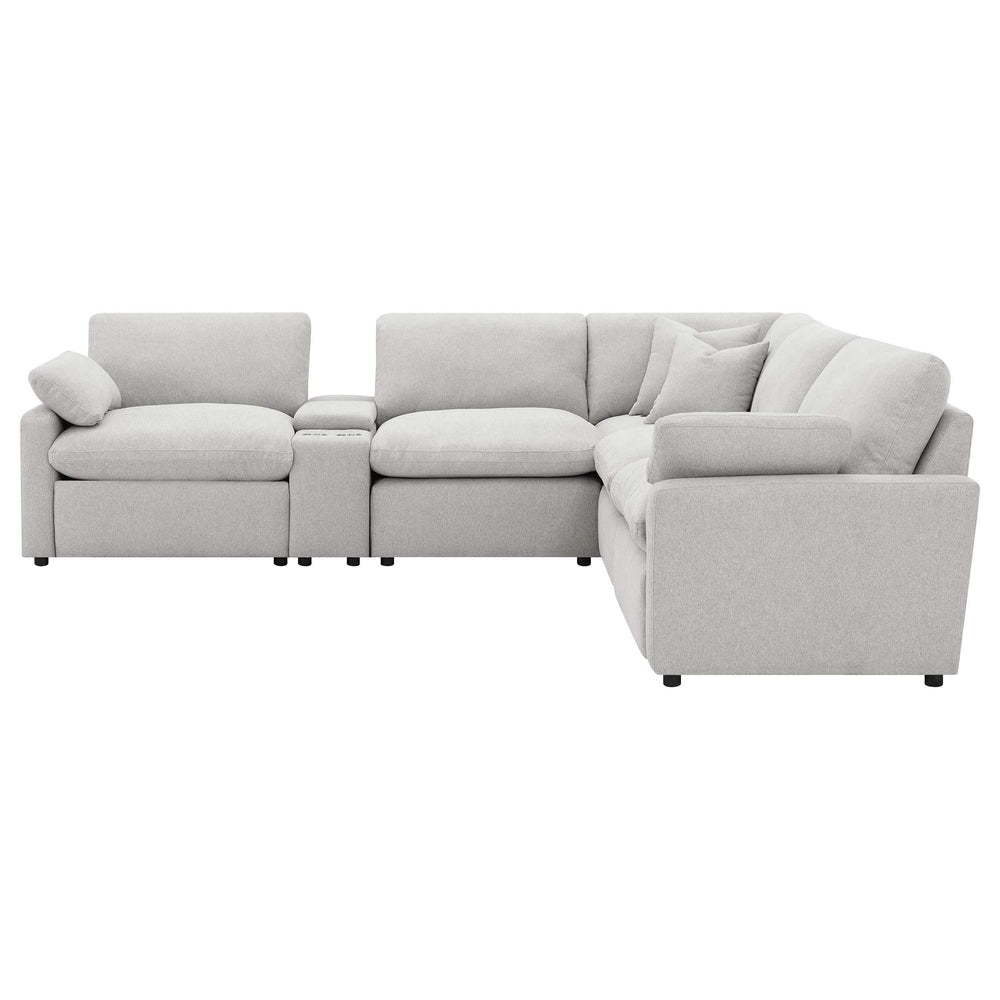 Seccional reclinable eléctrico modular Collins de 6 piezas, gris