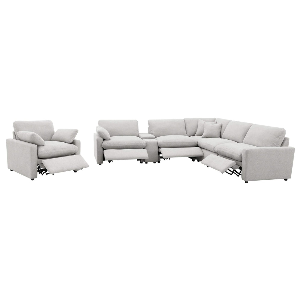 Seccional reclinable eléctrico modular Collins de 6 piezas, gris