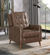 Sillón reclinable Davidson tapizado con capitoné y respaldo abatible, color marrón