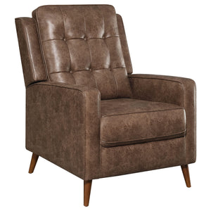Sillón reclinable Davidson tapizado con capitoné y respaldo abatible, color marrón