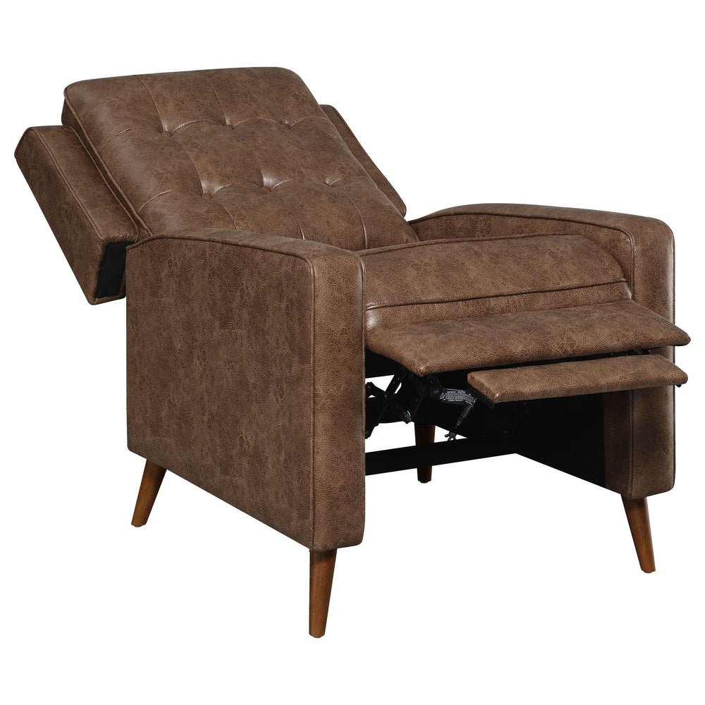 Sillón reclinable Davidson tapizado con capitoné y respaldo abatible, color marrón