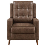 Sillón reclinable Davidson tapizado con capitoné y respaldo abatible, color marrón