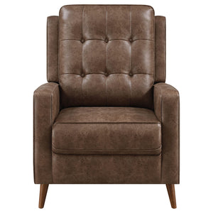 Sillón reclinable Davidson tapizado con capitoné y respaldo abatible, color marrón