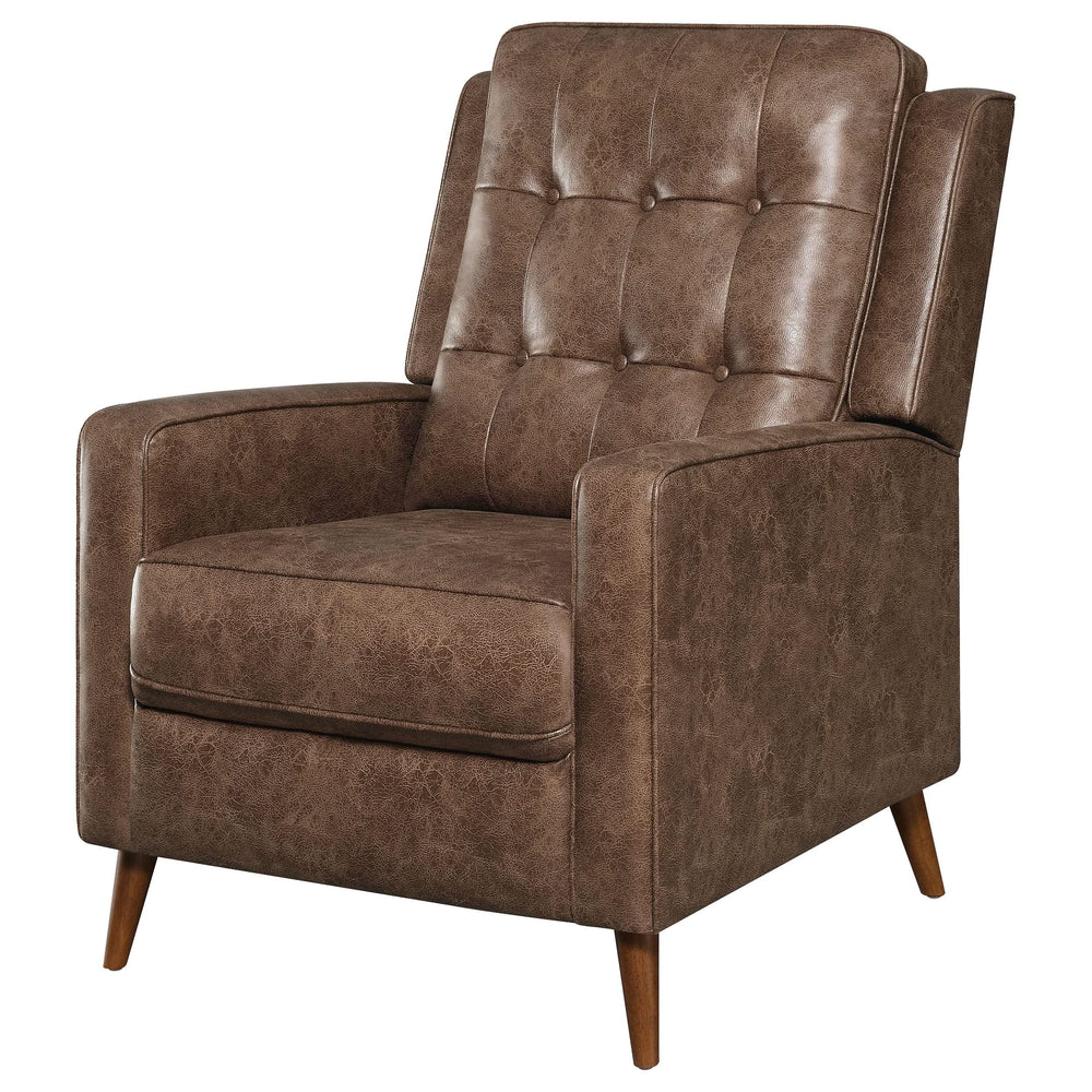 Sillón reclinable Davidson tapizado con capitoné y respaldo abatible, color marrón