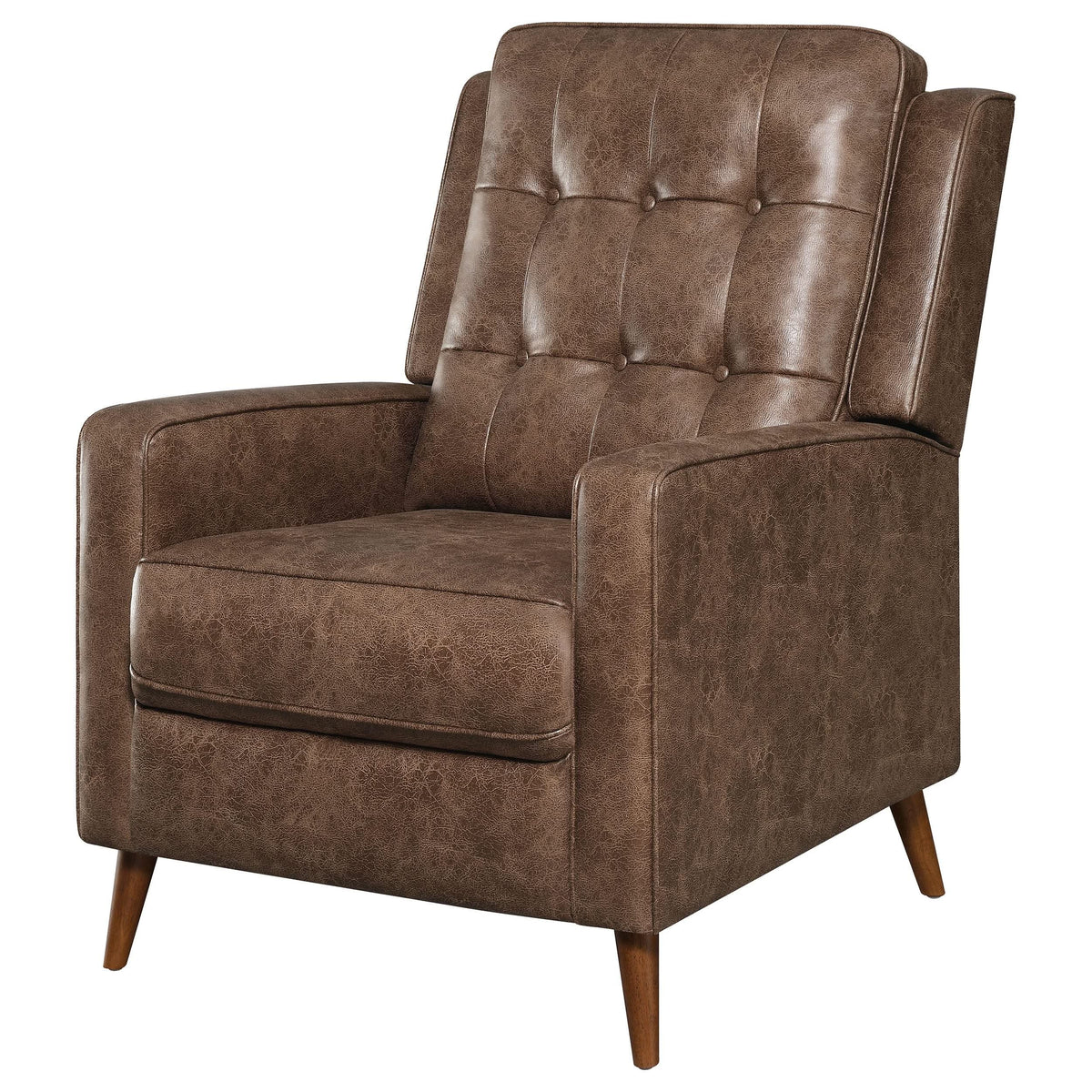 Sillón reclinable Davidson tapizado con capitoné y respaldo abatible, color marrón