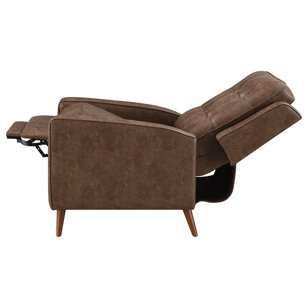 Sillón reclinable Davidson tapizado con capitoné y respaldo abatible, color marrón
