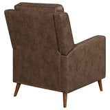 Sillón reclinable Davidson tapizado con capitoné y respaldo abatible, color marrón