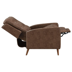 Sillón reclinable Davidson tapizado con capitoné y respaldo abatible, color marrón
