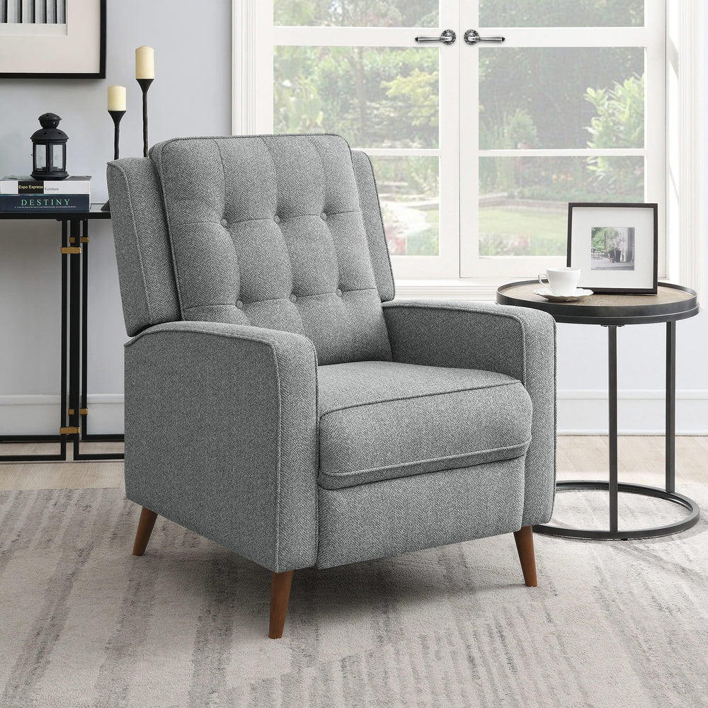 Sillón reclinable Davidson tapizado con capitoné y respaldo abatible, color gris