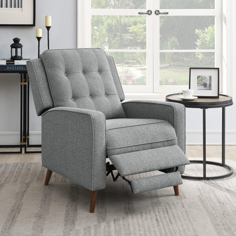 Sillón reclinable Davidson tapizado con capitoné y respaldo abatible, color gris