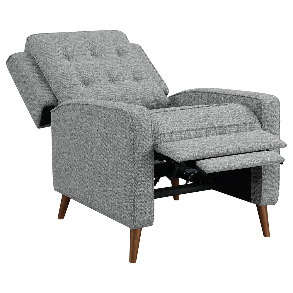Sillón reclinable Davidson tapizado con capitoné y respaldo abatible, color gris