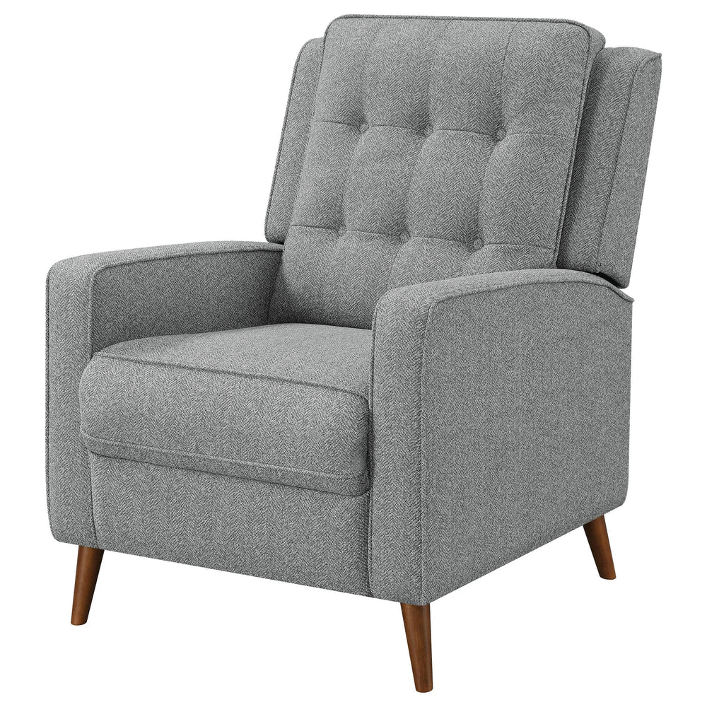 Sillón reclinable Davidson tapizado con capitoné y respaldo abatible, color gris