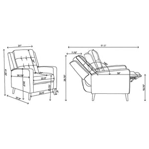 Sillón reclinable Davidson tapizado con capitoné y respaldo abatible, color gris