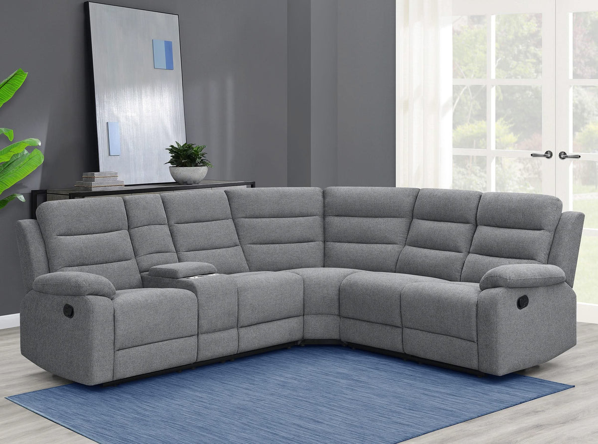 Sofá seccional reclinable tapizado David color humo