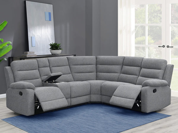 Sofá seccional reclinable tapizado David color humo