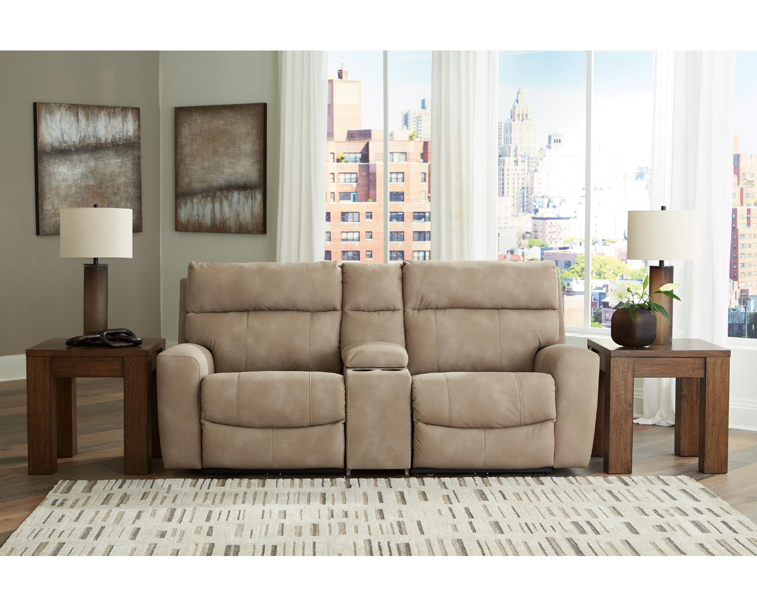 Next-Gen DuraPella 3-Piece Power Reclining Sectional Loveseat with Console