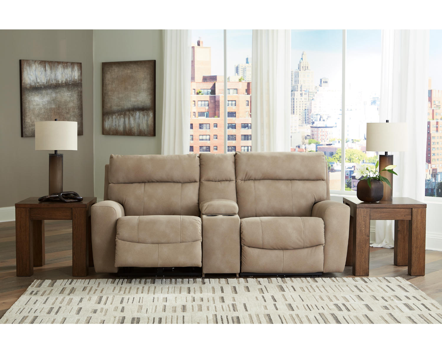 Next-Gen DuraPella 3-Piece Power Reclining Sectional Loveseat with Console