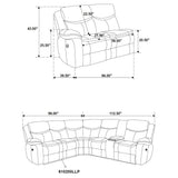 Sycamore Upholstered Power Reclining Sectional Sofa Grey
