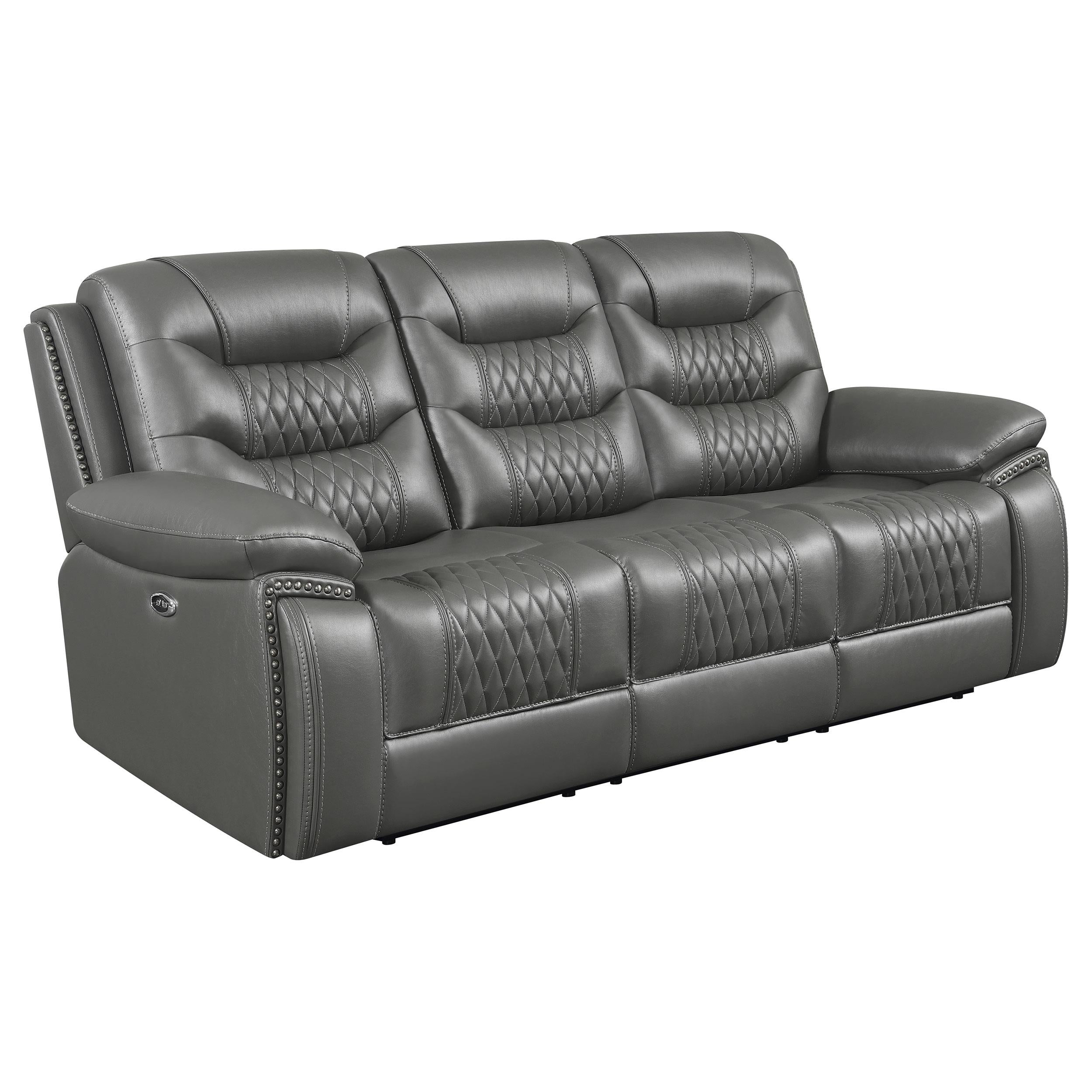 Flamenco 2-piece Upholstered Power Sofa Set Charcoal