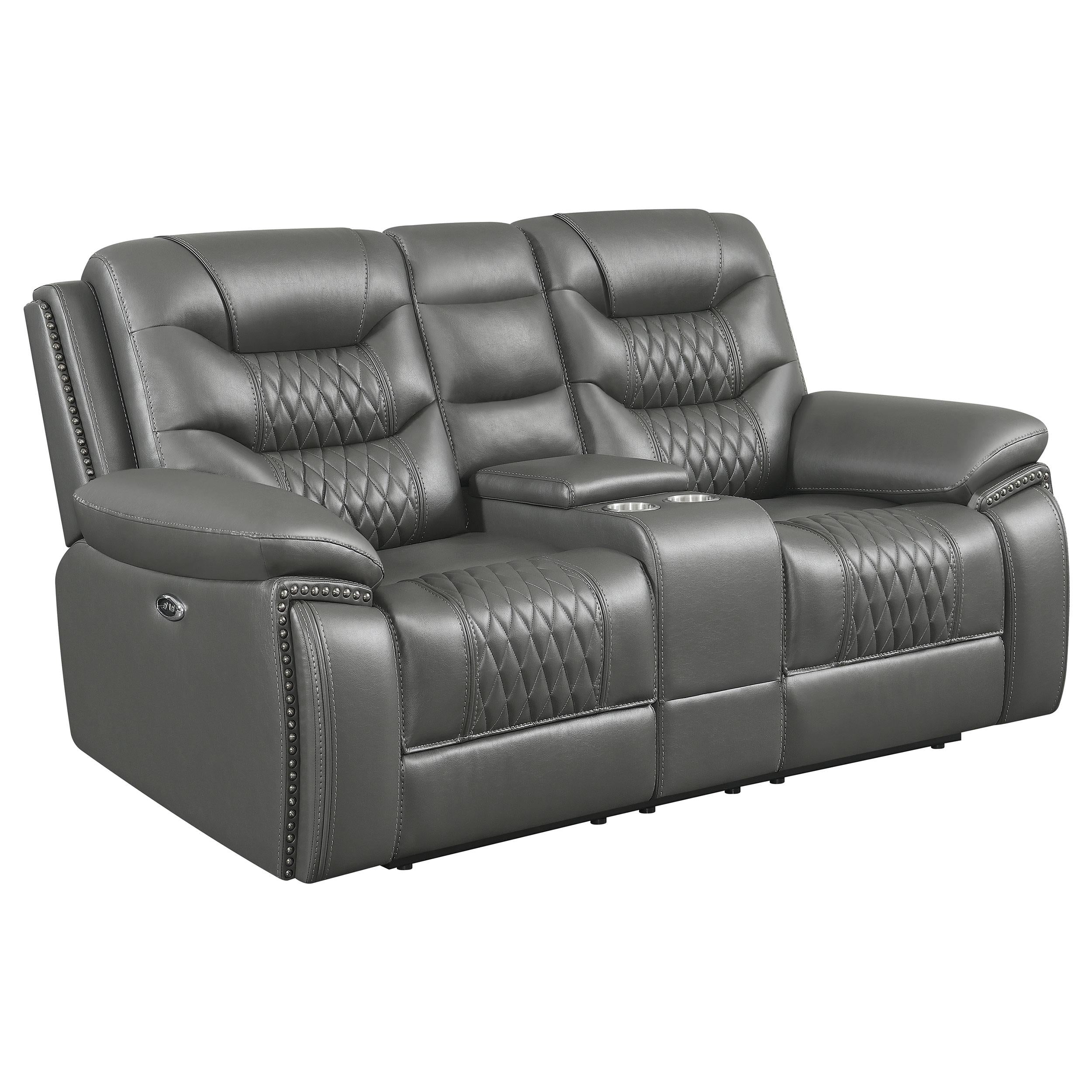 Flamenco 2-piece Upholstered Power Sofa Set Charcoal