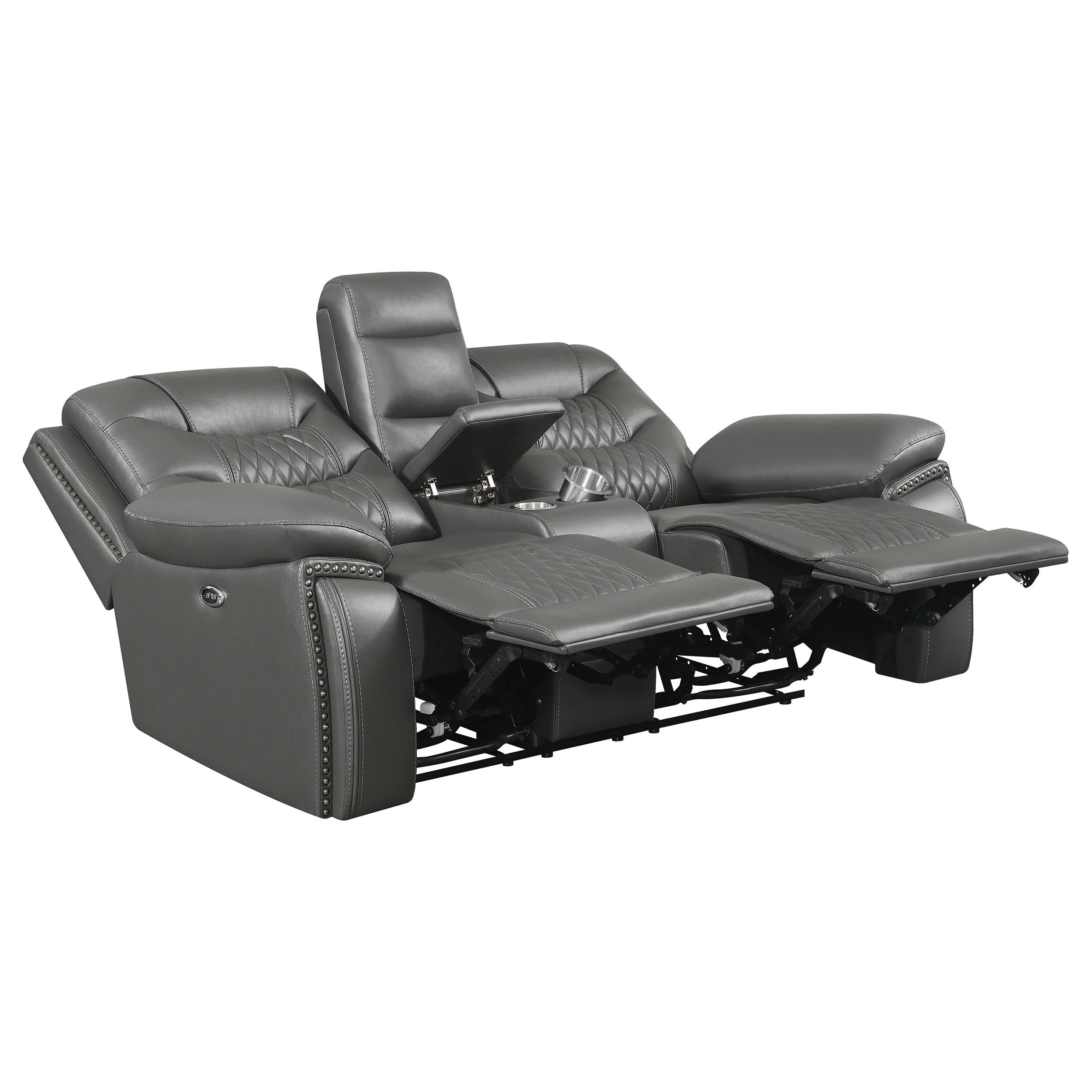 Flamenco 3-piece Upholstered Power Sofa Set Charcoal