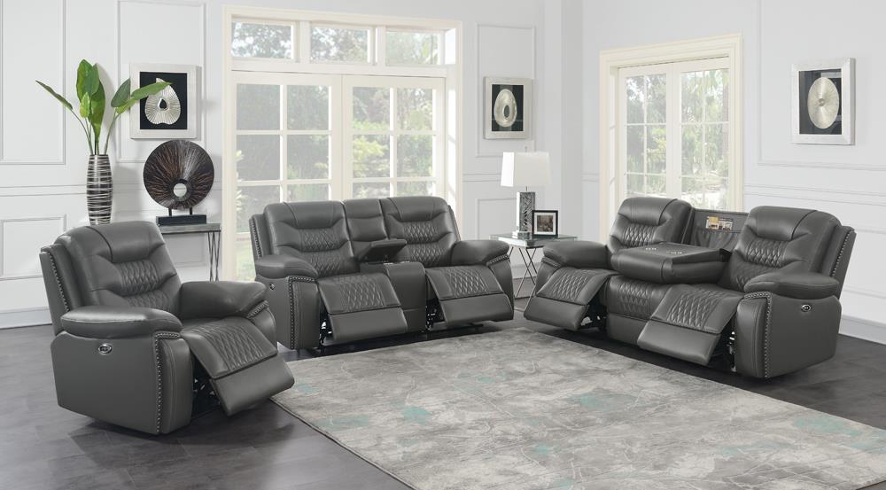 Flamenco Upholstered Power Reclining Sofa Charcoal