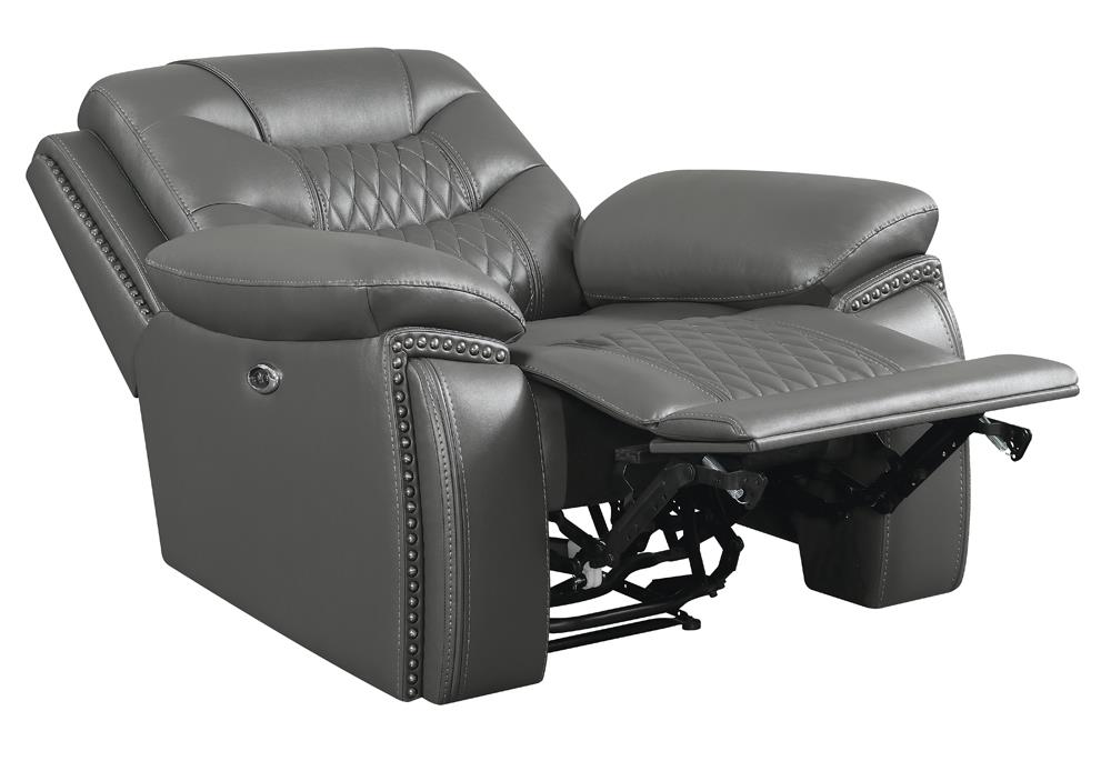 Flamenco Upholstered Padded Arm Power Recliner Charcoal
