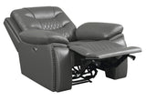 Sillón reclinable eléctrico con brazos acolchados y tapizado Flamenco en color carbón