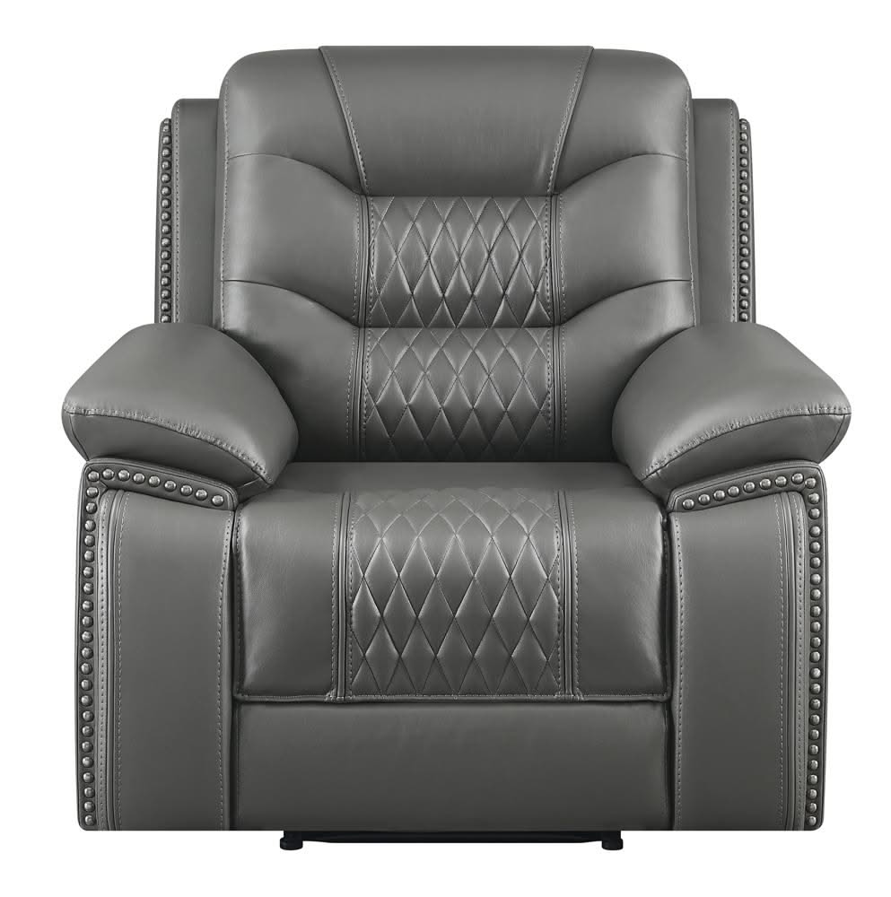 Sillón reclinable eléctrico con brazos acolchados y tapizado Flamenco en color carbón