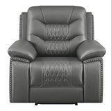 Sillón reclinable eléctrico con brazos acolchados y tapizado Flamenco en color carbón