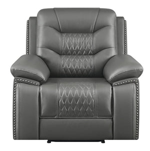 Sillón reclinable eléctrico con brazos acolchados y tapizado Flamenco en color carbón