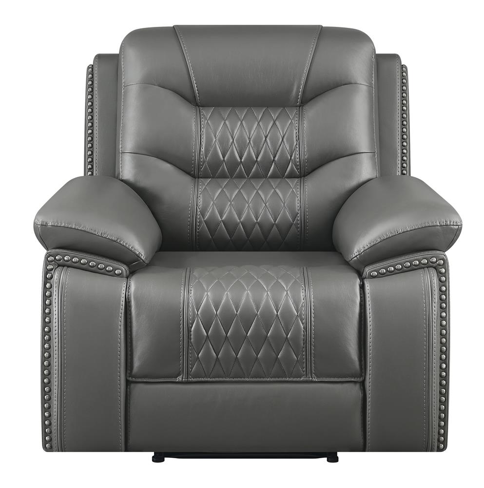 Flamenco Upholstered Padded Arm Power Recliner Charcoal