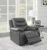 Sillón reclinable eléctrico con brazos acolchados y tapizado Flamenco en color carbón